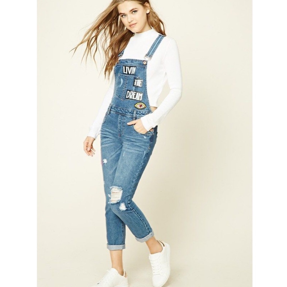 F21 | Livin The Dream Distressed Overalls